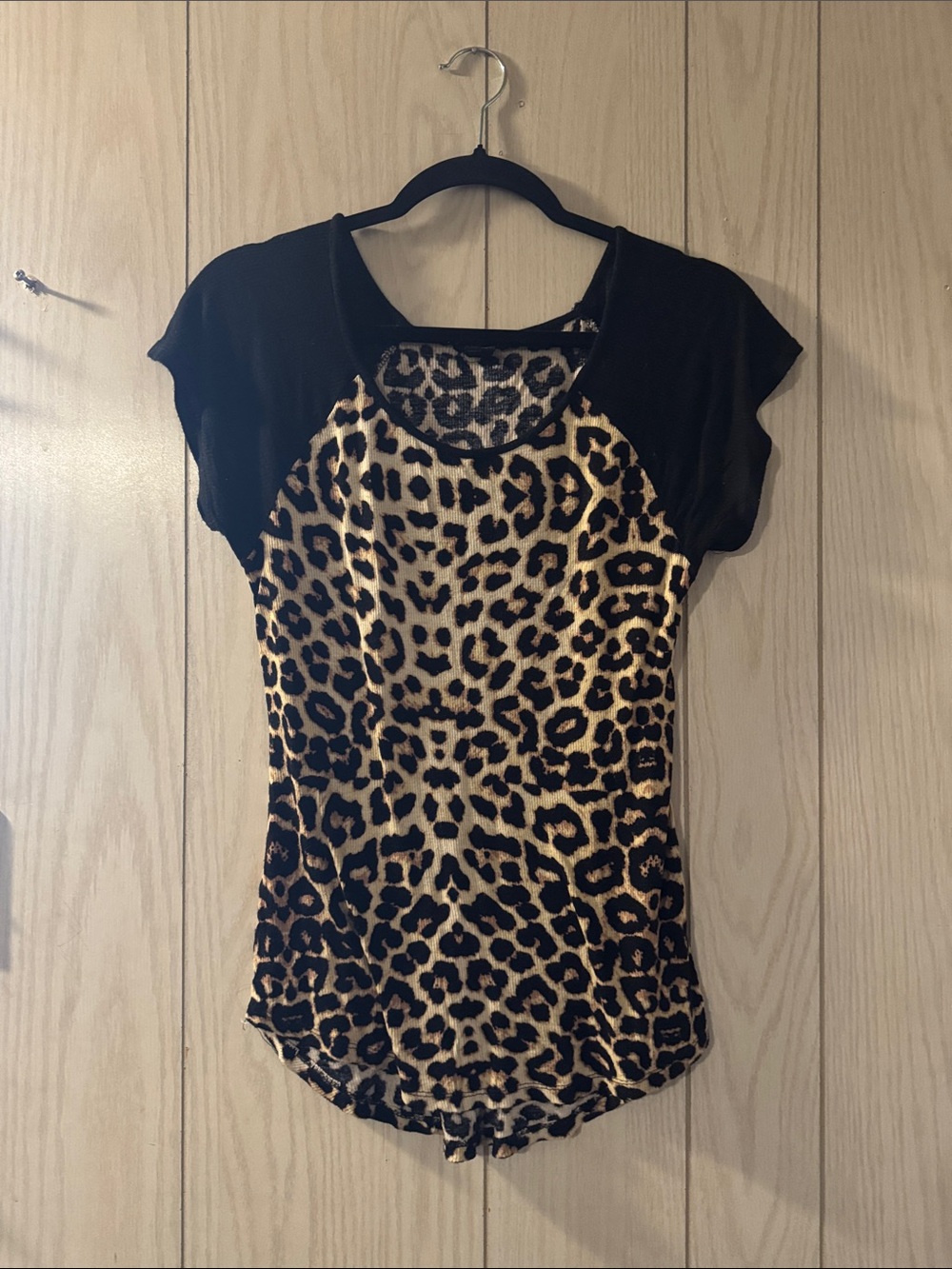 Rue21 Leopard Print Short Sleeve Top - Black & Brown